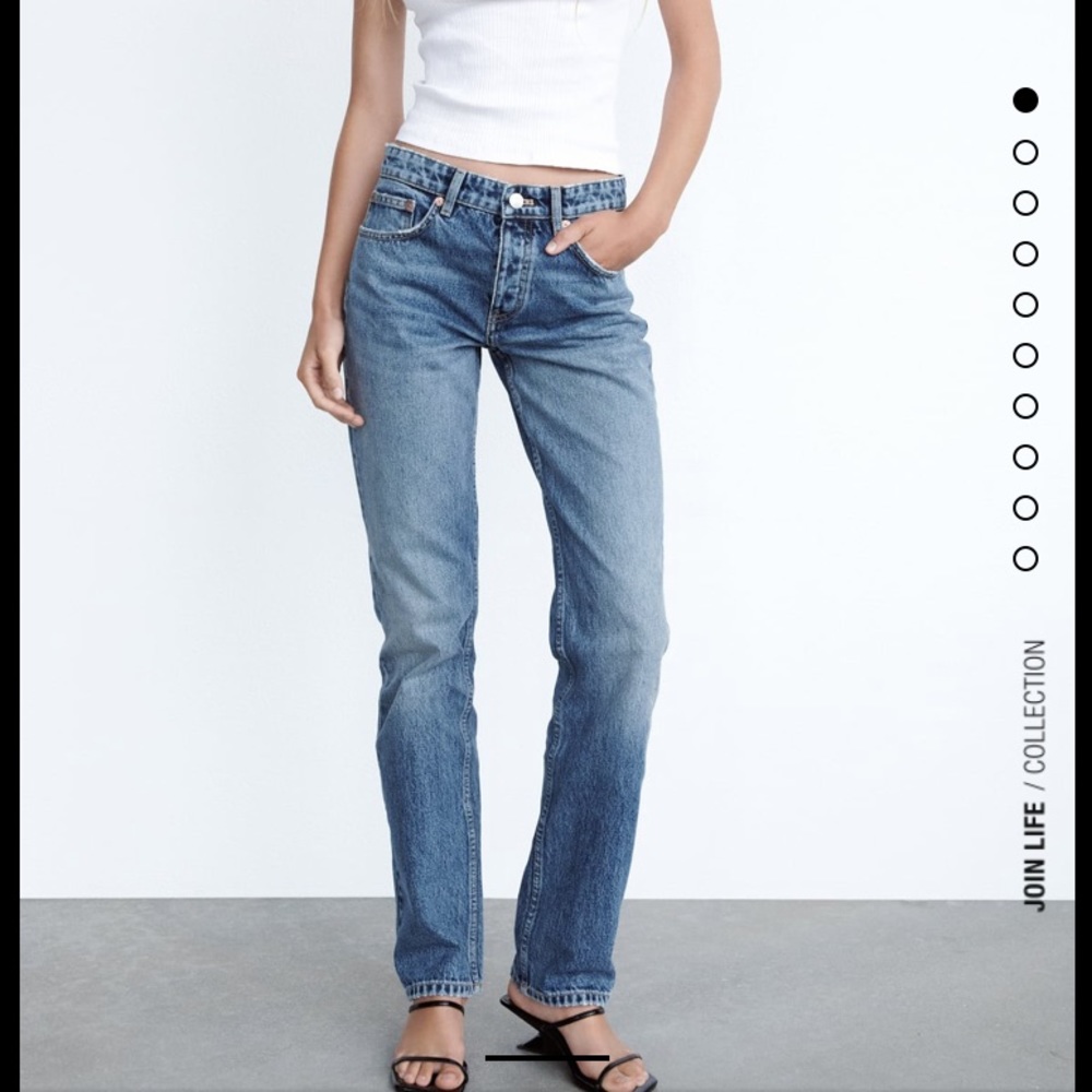 Zara Straight Leg Mid Rise Jeans